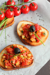 bruschetta tomatoes,zucchini and onions