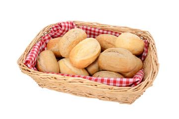 Basket of freshly baked bread rolls