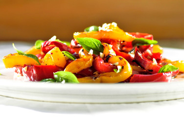 Plate of grilled vegetables salad, sweet peppers