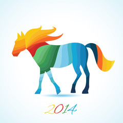 Year of the horse. Christmas and New Year card.