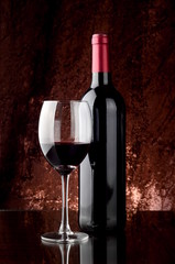 Bottle of wine and wineglass