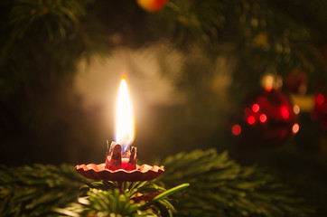 Candle on christmas tree - 57369849