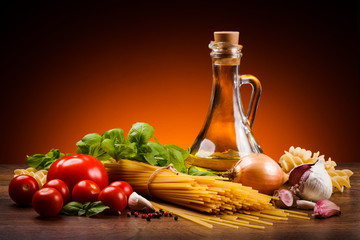 Pasta and fresh vegetables