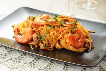 Spaghetti con gamberoni