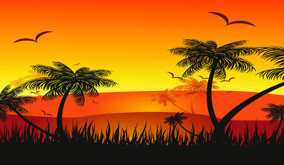 Fototapeta na wymiar summer holiday tropical sunset