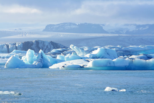 Melting icebergs at Jokulsarlon lagoon iceland - Powered by Adobe