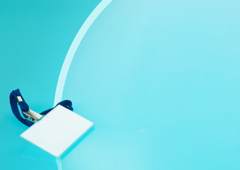 Empty ID tag on blue background