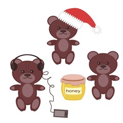 three nice bears on wgite background