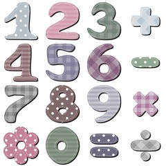 scrapbook numbers on white background