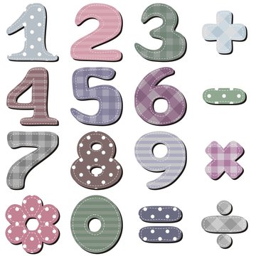 scrapbook numbers on white background