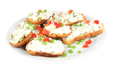 Sandwiches with cottage cheese and greens
