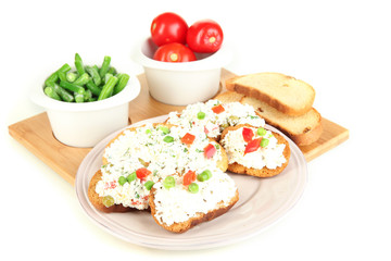 Sandwiches with cottage cheese and greens