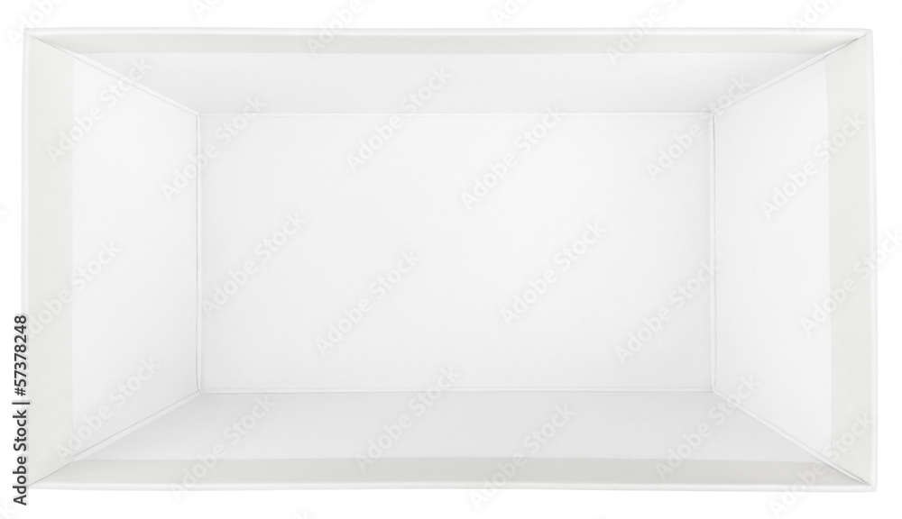 Wall mural Top view of empty shoe box isolated on white with clipping path