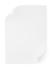 Blank sheet of paper isolated on white with clipping path
