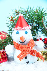 Beautiful snowman on snow