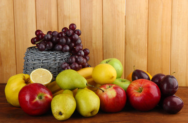 Composition of different fruits with basket