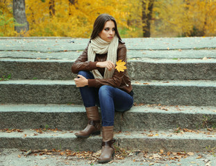 Young lonely woman outdoors