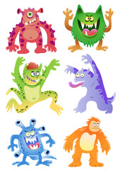 Obraz na płótnie Canvas Set of funny cartoon monsters
