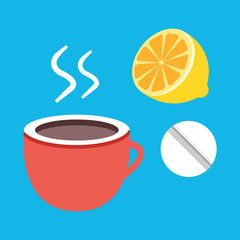 Vector Tea Lemon and Pill Icon