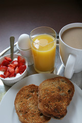 Healthy breakfast in morning light atmosphere