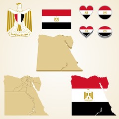 Egypt Map, Vector 3D pack of Egypt and flag