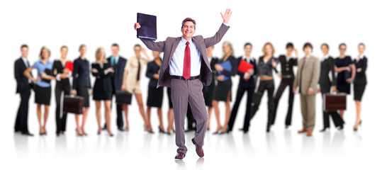 Obraz premium Happy businessman and Business people group.