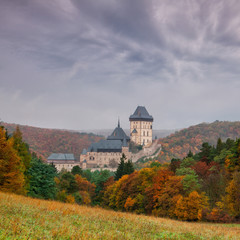 Autumn scenery with Karlstejn Castle