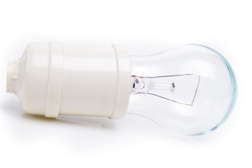transparent light bulb isolated on white