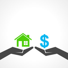 Illustration of compare home and money concept