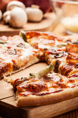 Pizza with cheese and ham