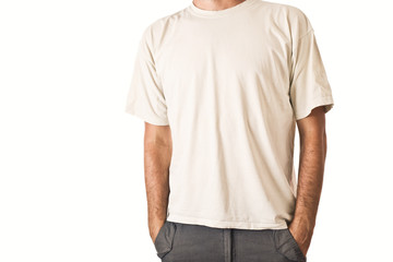 Man in blank white t-shirt