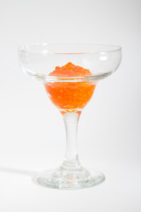 Salmon roe in goblet with lemon and parsley