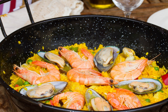 Paella close up -traditional spanish dish