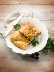 strudel stuffed with tuna and black olives