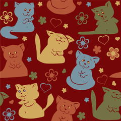 Obraz premium Seamless pattern with funny cats.