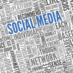 Social media conept in word tag cloud