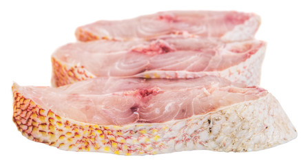 Fish steak over white background