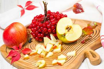 Fototapeta na wymiar Red apples with cranberry