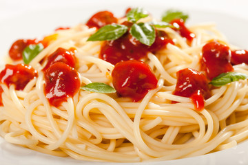Spaghetti bolognese on plate