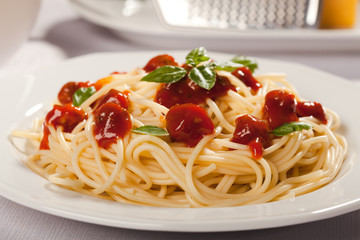 Spaghetti bolognese on plate