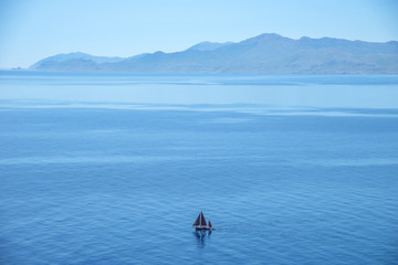 greece seascape view with sailing boats in cruise