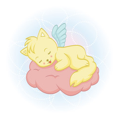 Cute sleeping angel-cat