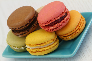 Colorful macaroons, close up