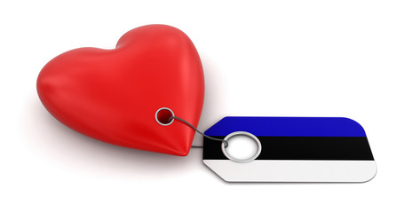 Heart with Estonian flag (clipping path included)