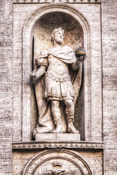 Statue of roman christian warrior.