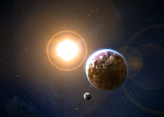 Naklejka premium Earth in space. Elements of this image furnished by NASA