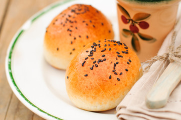 Bread Rolls with Black Sesame Seeds
