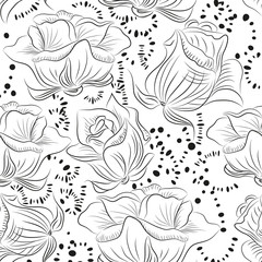 Romantic seamless pattern with beautiful roses flowers. EPS 10.