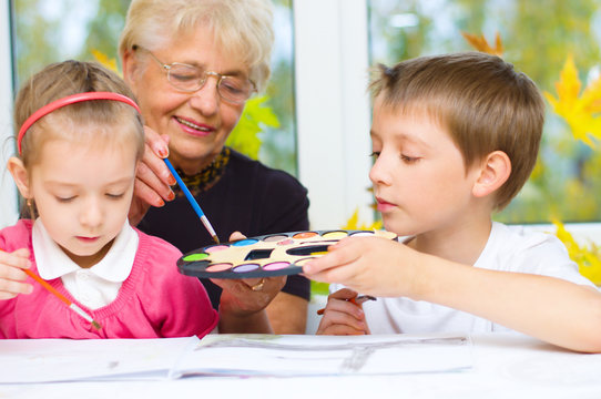 grandmother with grandchildren