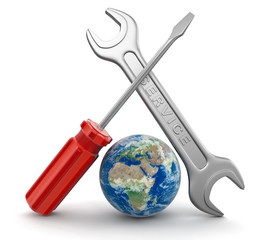 Globe and Tools (clipping path included)